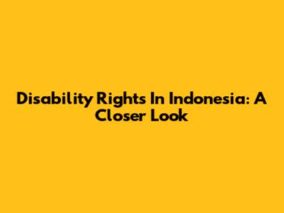 Disability Rights In Indonesia: A Closer Look