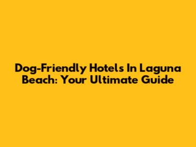 Dog-Friendly Hotels In Laguna Beach: Your Ultimate Guide