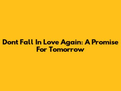 Don't Fall In Love Again: A Promise For Tomorrow