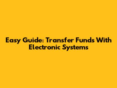 Easy Guide: Transfer Funds With Electronic Systems