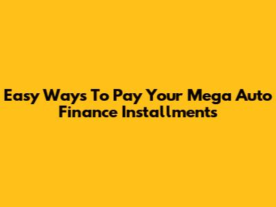 Easy Ways To Pay Your Mega Auto Finance Installments