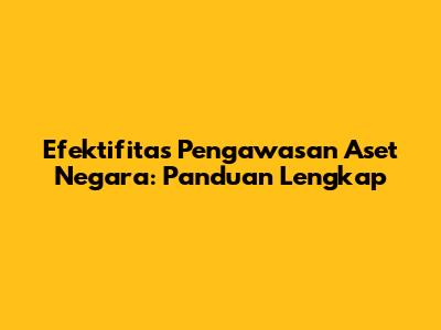 Efektifitas Pengawasan Aset Negara: Panduan Lengkap