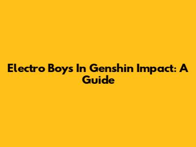 Electro Boys In Genshin Impact: A Guide