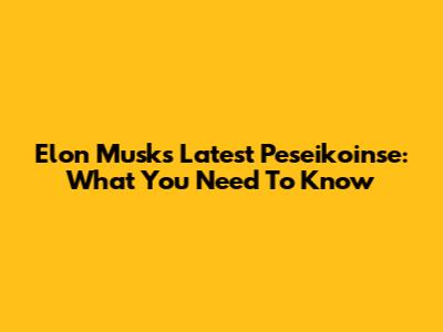 Elon Musk's Latest Peseikoinse: What You Need To Know
