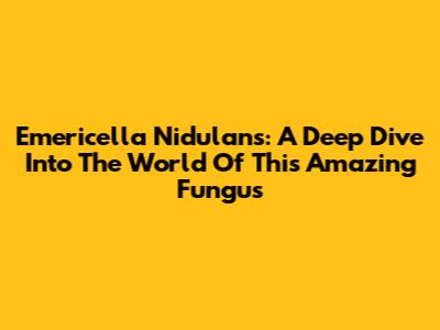 Emericella Nidulans: A Deep Dive Into The World Of This Amazing Fungus