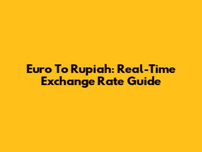 Euro To Rupiah: Real-Time Exchange Rate Guide