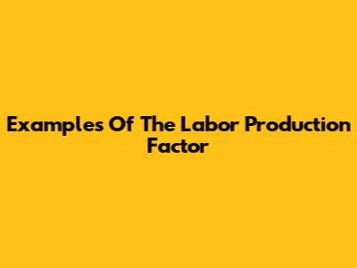 Examples Of The Labor Production Factor