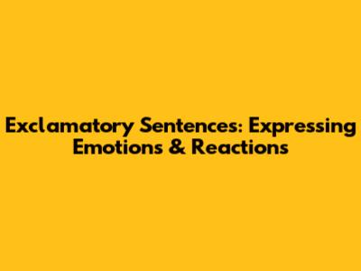 Exclamatory Sentences: Expressing Emotions & Reactions
