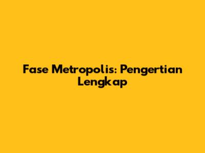 Fase Metropolis: Pengertian Lengkap