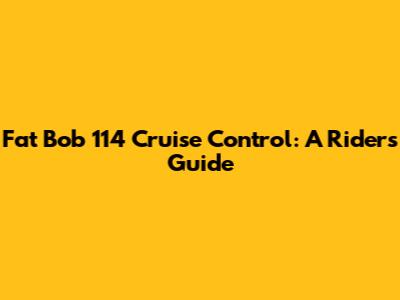Fat Bob 114 Cruise Control: A Rider's Guide