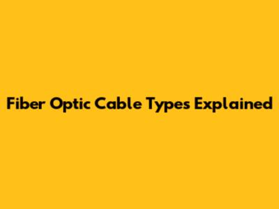 Fiber Optic Cable Types Explained