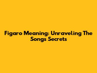 Figaro Meaning: Unraveling The Song's Secrets