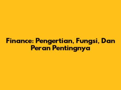 Finance: Pengertian, Fungsi, Dan Peran Pentingnya