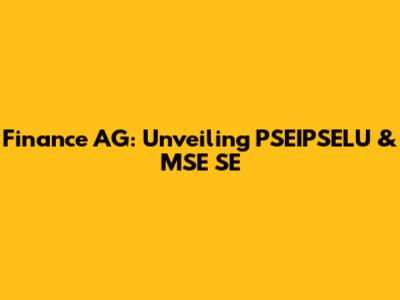 Finance AG: Unveiling PSEIPSELU & MSE SE