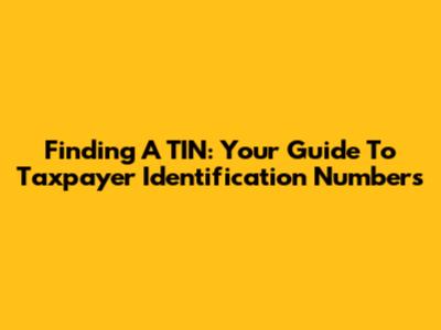 Finding A TIN: Your Guide To Taxpayer Identification Numbers