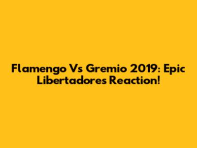Flamengo Vs Gremio 2019: Epic Libertadores Reaction!