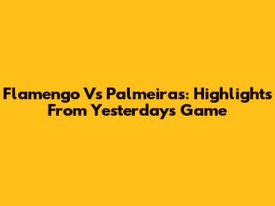 Flamengo Vs Palmeiras: Highlights From Yesterday's Game