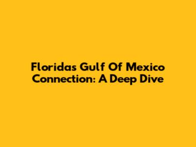 Florida's Gulf Of Mexico Connection: A Deep Dive
