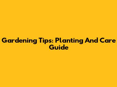 Gardening Tips: Planting And Care Guide