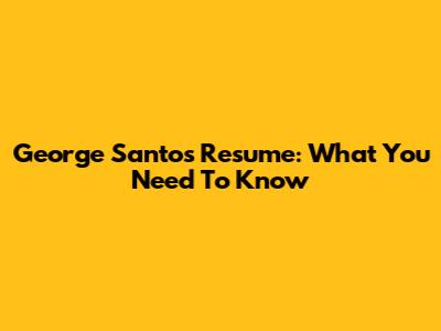 George Santos Resume: What You Need To Know