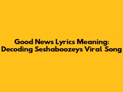 Good News Lyrics Meaning: Decoding Seshaboozey's Viral Song