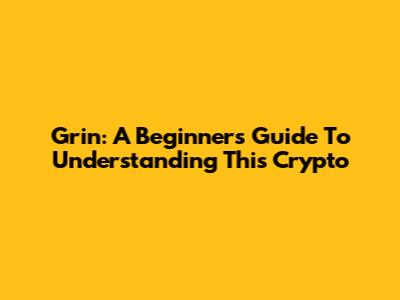 Grin: A Beginner's Guide To Understanding This Crypto