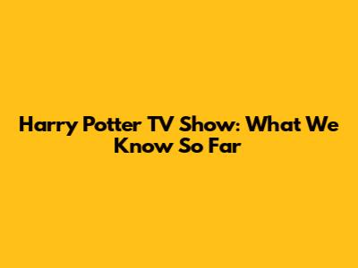 Harry Potter TV Show: What We Know So Far