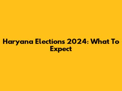 Haryana Elections 2024: What To Expect