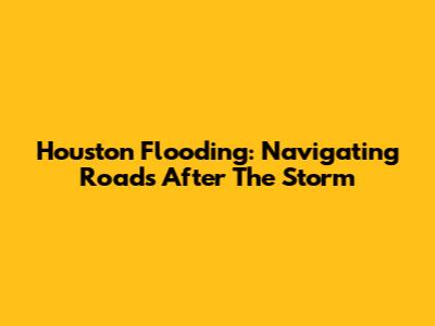 Houston Flooding: Navigating Roads After The Storm