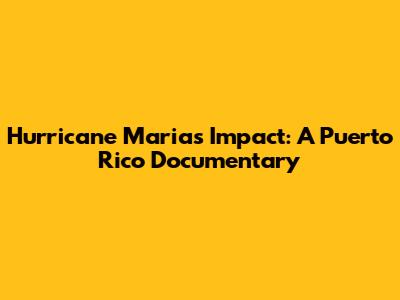 Hurricane Maria's Impact: A Puerto Rico Documentary