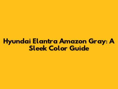 Hyundai Elantra Amazon Gray: A Sleek Color Guide