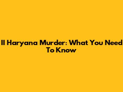 II Haryana Murder: What You Need To Know