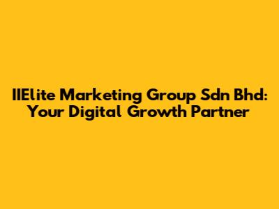 IIElite Marketing Group Sdn Bhd: Your Digital Growth Partner