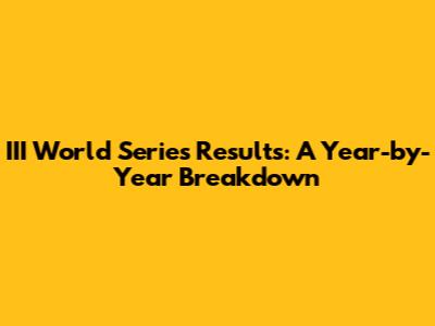 III World Series Results: A Year-by-Year Breakdown
