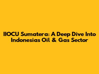 IIOCU Sumatera: A Deep Dive Into Indonesia's Oil & Gas Sector