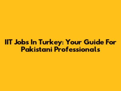 IIT Jobs In Turkey: Your Guide For Pakistani Professionals