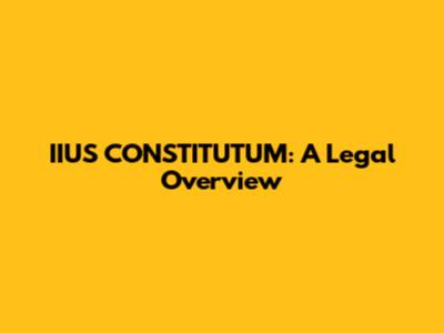 IIUS CONSTITUTUM: A Legal Overview