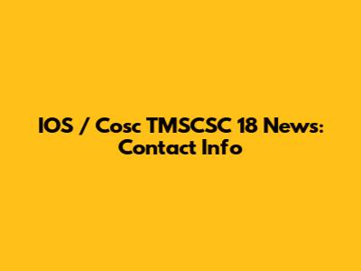 IOS / Cosc TMSCSC 18 News: Contact Info