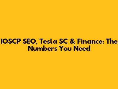 IOSCP SEO, Tesla SC & Finance: The Numbers You Need