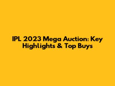 IPL 2023 Mega Auction: Key Highlights & Top Buys