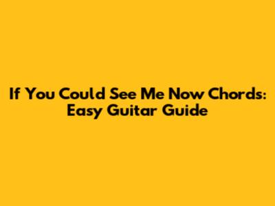 If You Could See Me Now Chords: Easy Guitar Guide