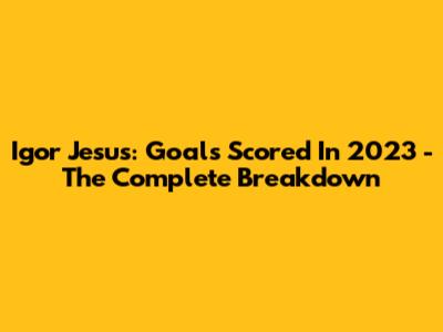 Igor Jesus: Goals Scored In 2023 - The Complete Breakdown
