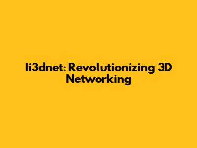 Ii3dnet: Revolutionizing 3D Networking