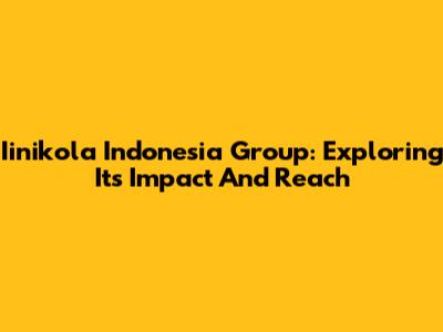 Iinikola Indonesia Group: Exploring Its Impact And Reach