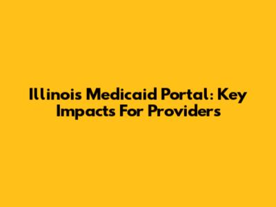 Illinois Medicaid Portal: Key Impacts For Providers