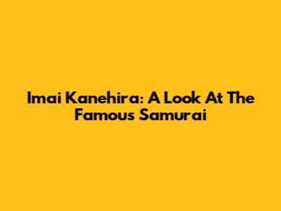 Imai Kanehira: A Look At The Famous Samurai