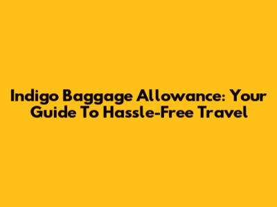 Indigo Baggage Allowance: Your Guide To Hassle-Free Travel