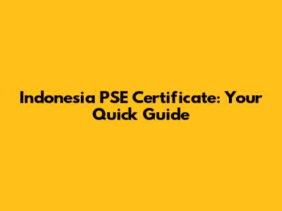 Indonesia PSE Certificate: Your Quick Guide