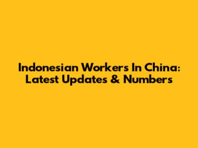 Indonesian Workers In China: Latest Updates & Numbers
