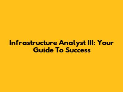 Infrastructure Analyst III: Your Guide To Success